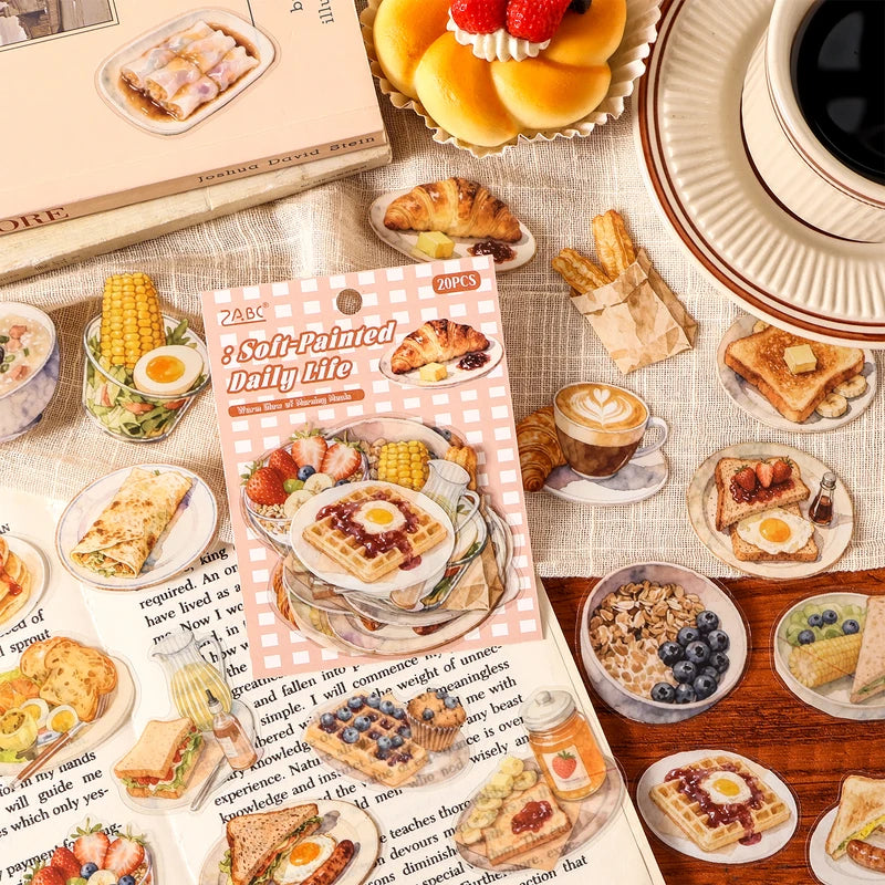 Creative Scrapbooking Stickers Set - 20pcs Soft Art & Craft Elements for DIY Journals