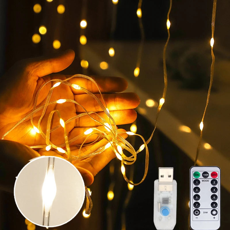 Outdoor LED Fairy String Lights for Christmas Garden Wedding Party USB Decor