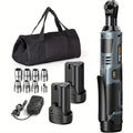12V Electric Ratchet Wrench Set with 2.0Ah Battery & LED Light for Car Repair