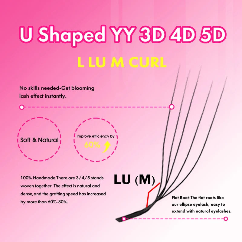 False Eyelash Extensions 3D-5D U Shaped Lashes Soft Natural Makeup Supplies