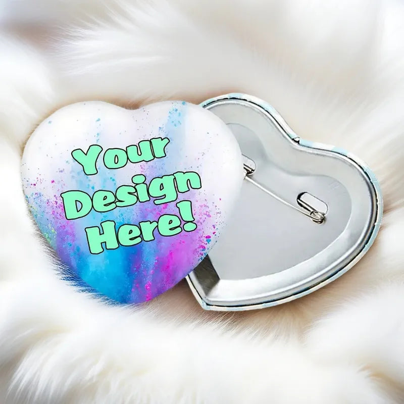 Customized Heart-Shaped Badge Pins with Logo and Text Personalization Gift for Kids & Loved Ones
