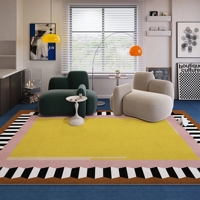 Living Room Carpet with Cream Sofa and Coffee Table - Home Decor Mat
