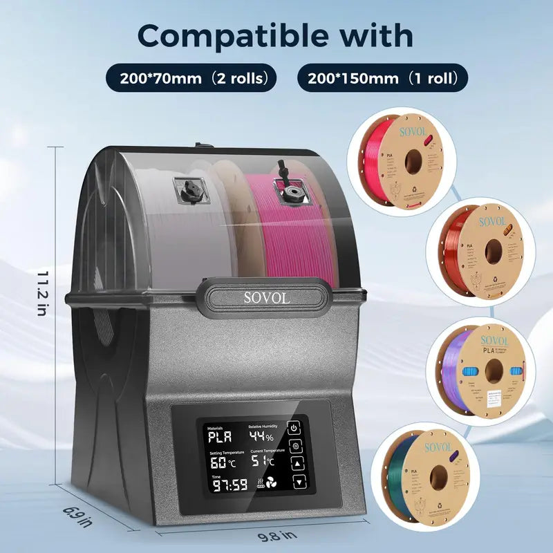 Filament Dryer Box with PTC Heater for 3D Printing Spools - Moisture Control