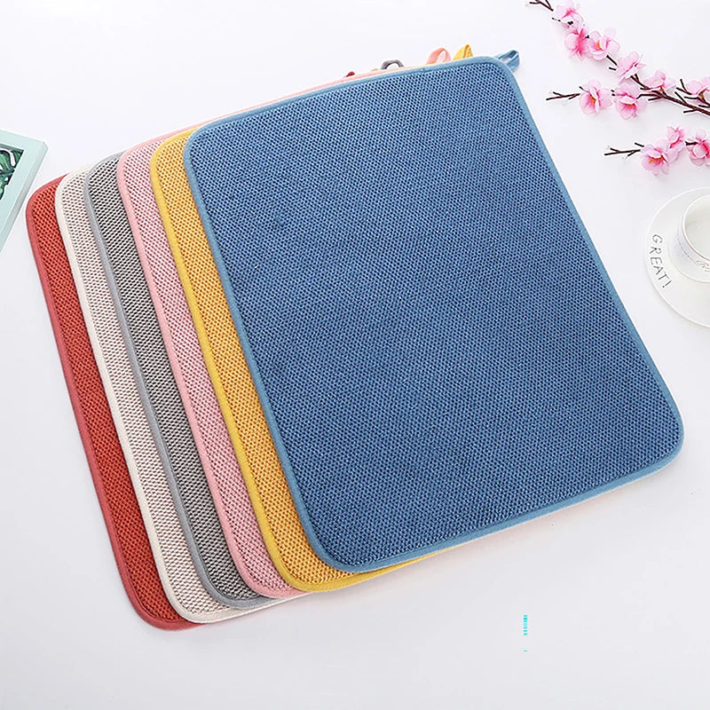 Microfiber Dish Drying Mat for Kitchen Cabinet Non Slip Heat Resistant Draining Pad