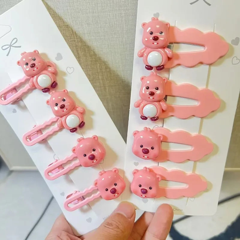 Cute Loopy Beaver Hair Clips Set for Girls - Cartoon Hair Accessories, Side BB Clips, Duckbill Barrettes