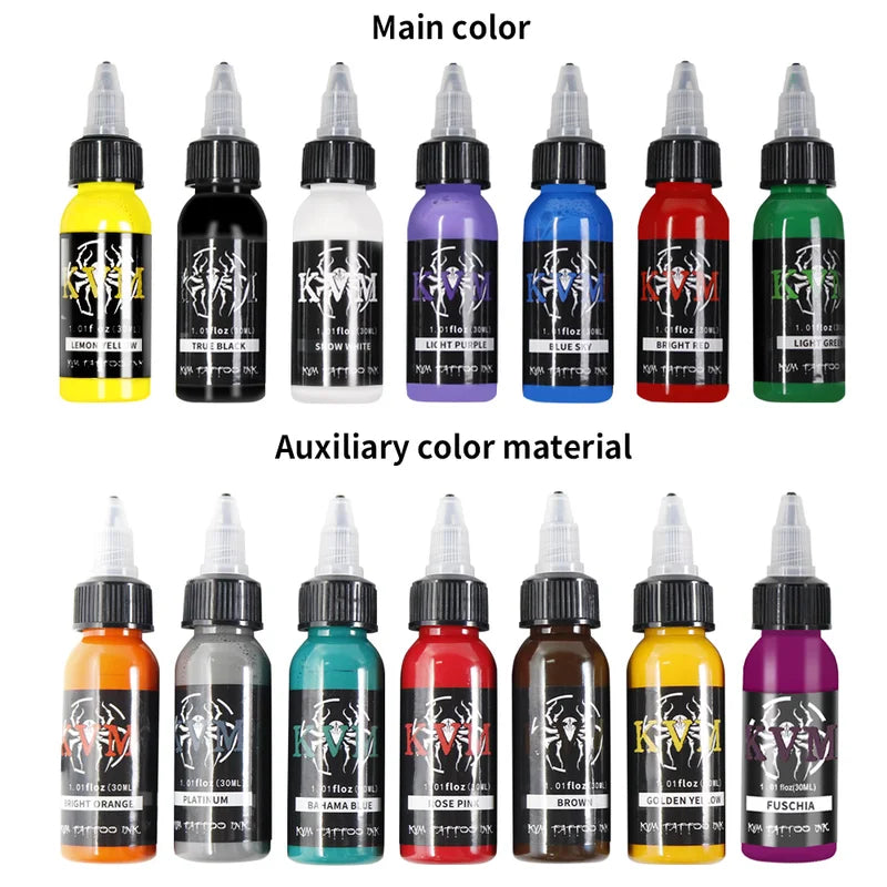 Professional 30ml/1oz Multi-Color Tattoo Ink Set for Body Art & Permanent Makeup