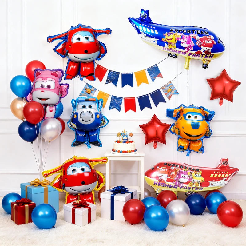 9 Pack Super Wings Foil Balloons Party Decorations for Super Wings Birthday