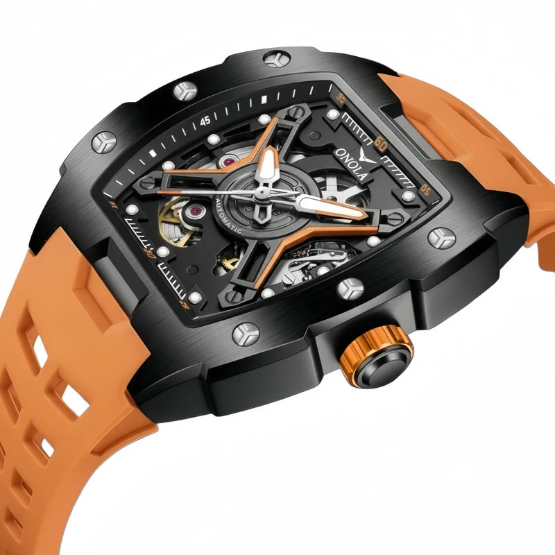 Automatic Mechanical Watch for Men Waterproof Silicone Strap - ONOLA