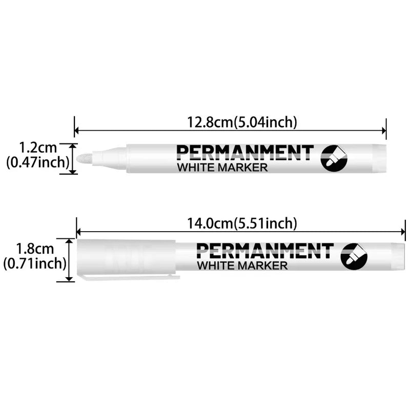 Waterproof White Paint Marker Set - Fine Tip Oil-Based Acrylic Pen for Art & Crafting