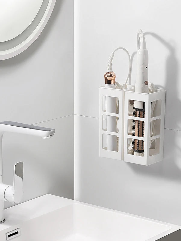 Non-Perforated Curling Iron Storage Box Wall Shelf for Beauty Tools