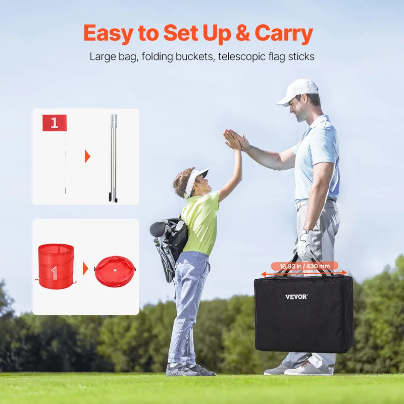 Portable Backyard Golf Game Set with 3 Holes and Accessories for Family Outdoor Fun