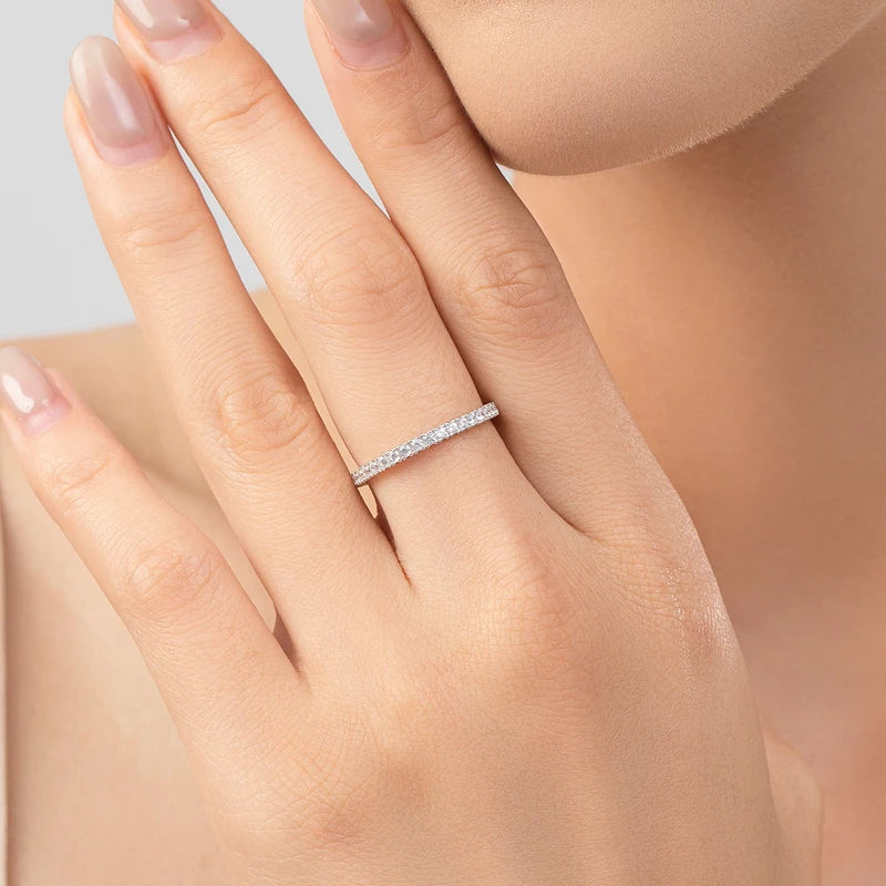 Sterling Silver Zircon Engagement Ring Wedding Band for Women - Bridal Jewelry Gift