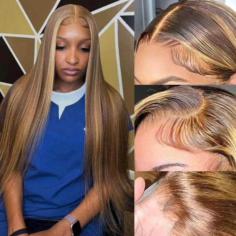 Highlight Lace Front Wig Human Hair 13x6 HD Transparent Frontal 250% Density
