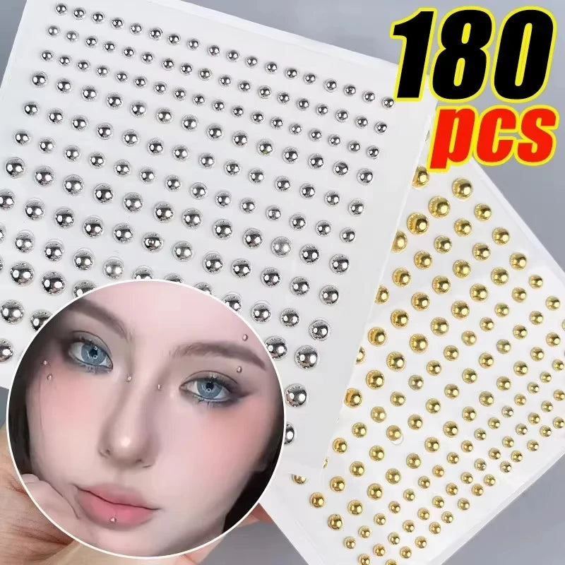 180pcs Fake Nose Lip Sticker Set - Non Piercing Disposable Body Jewelry