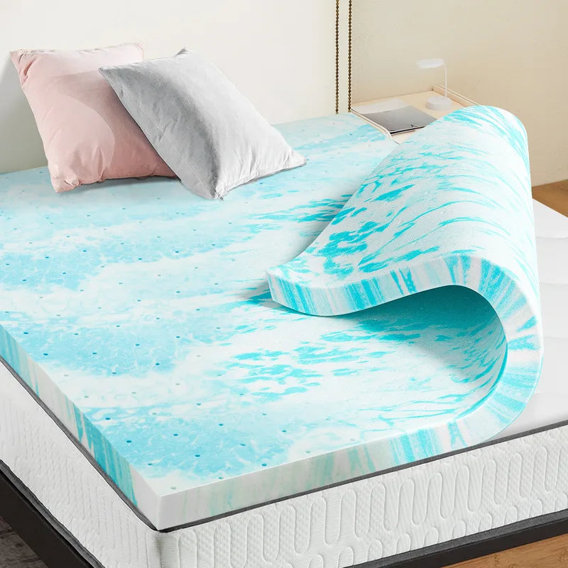 Gel Memory Foam Mattress Topper Full Size Cooling Bed Topper Breathable Soft