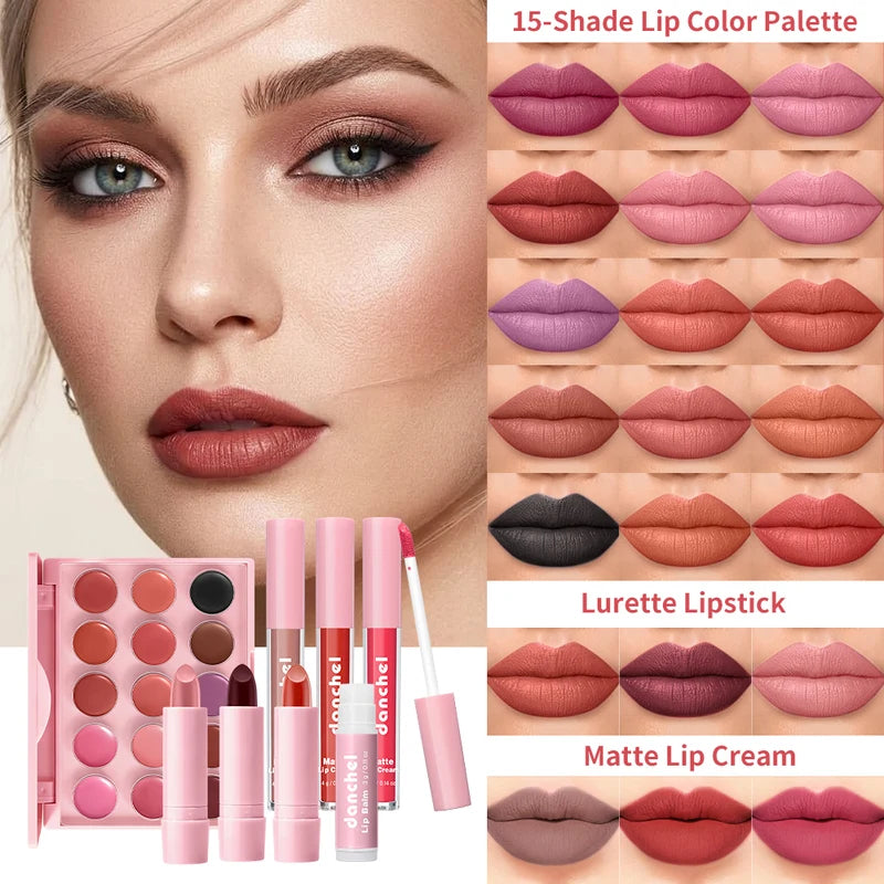 All-in-One Makeup Kit with Face Palette Lip Blush Contour Eye Shadow & Brushes