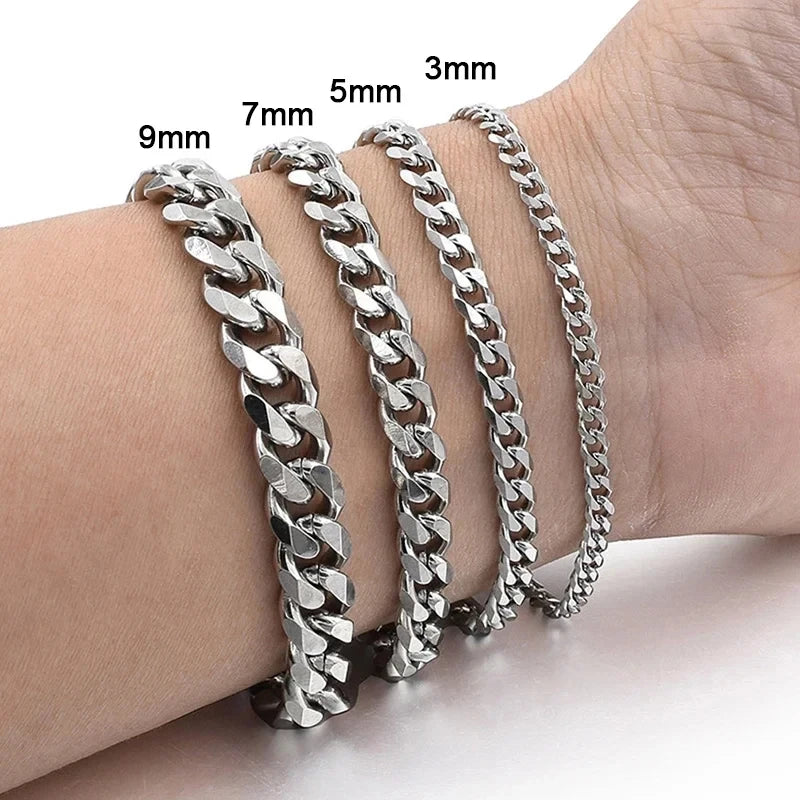 Trendy Men’s Cuban Chain Bracelet Stainless Steel Jewelry Gift for Men Women