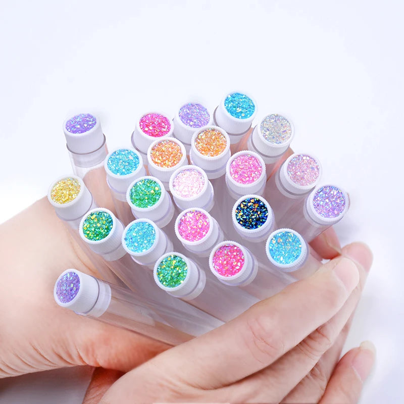 20 Pack Reusable Eyelash Brush Tubes with Sparkling Lash Spoolies and Dust-Proof Flask Case