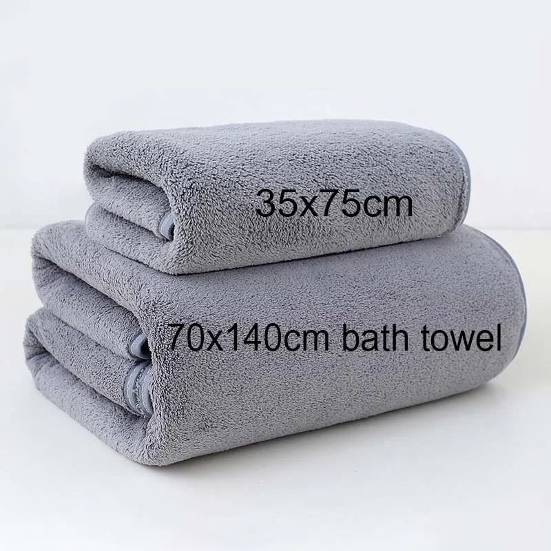 Thickened Coral Fleece Towel Set - Soft & Absorbent Bath & Face Towels