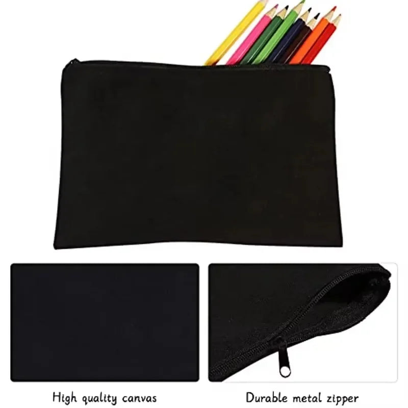 DIY Canvas Zipper Pouch Bags Pack for Customization - School, Makeup, Craft