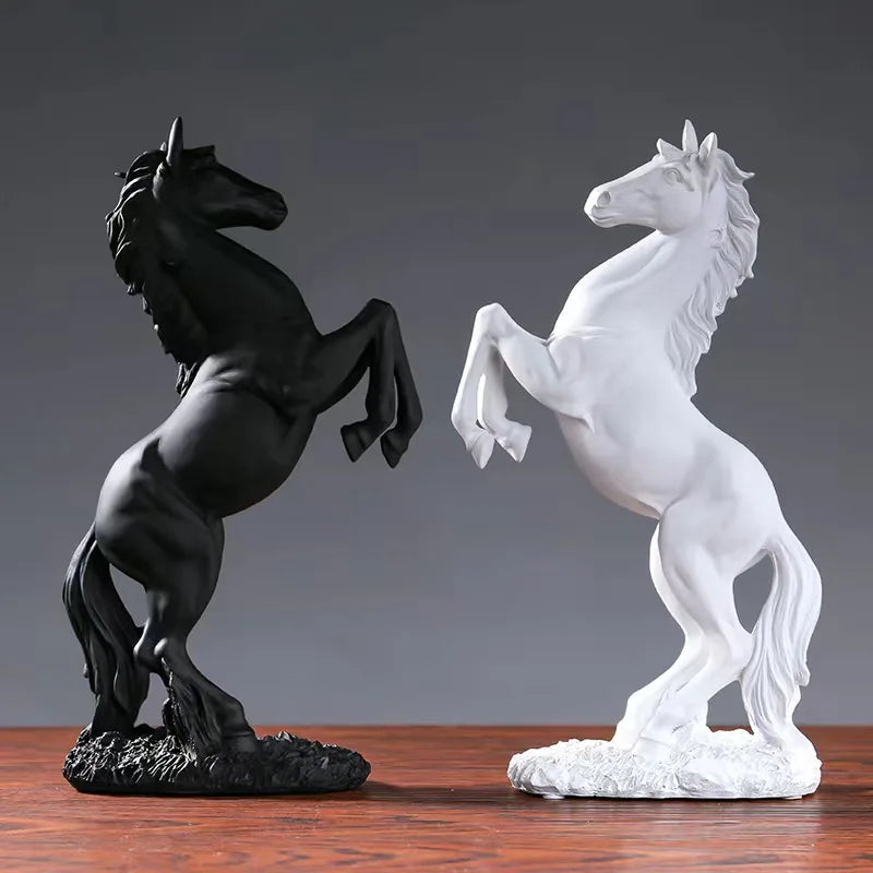 European Style Resin Horse Statue - Victory Horse Figurine for Living Room, Office & Cabinet Decor