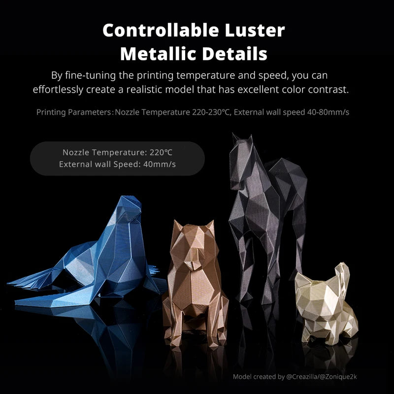 PLA Metal Filament 1.75mm Impact-Resist Metallic Texture for 3D Printing