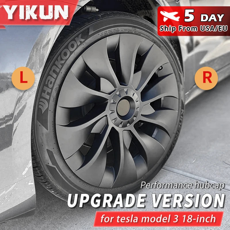 4PCS Tesla Model 3 18 Inch Performance Wheel Hub Caps - Full Rim Cover Accessories