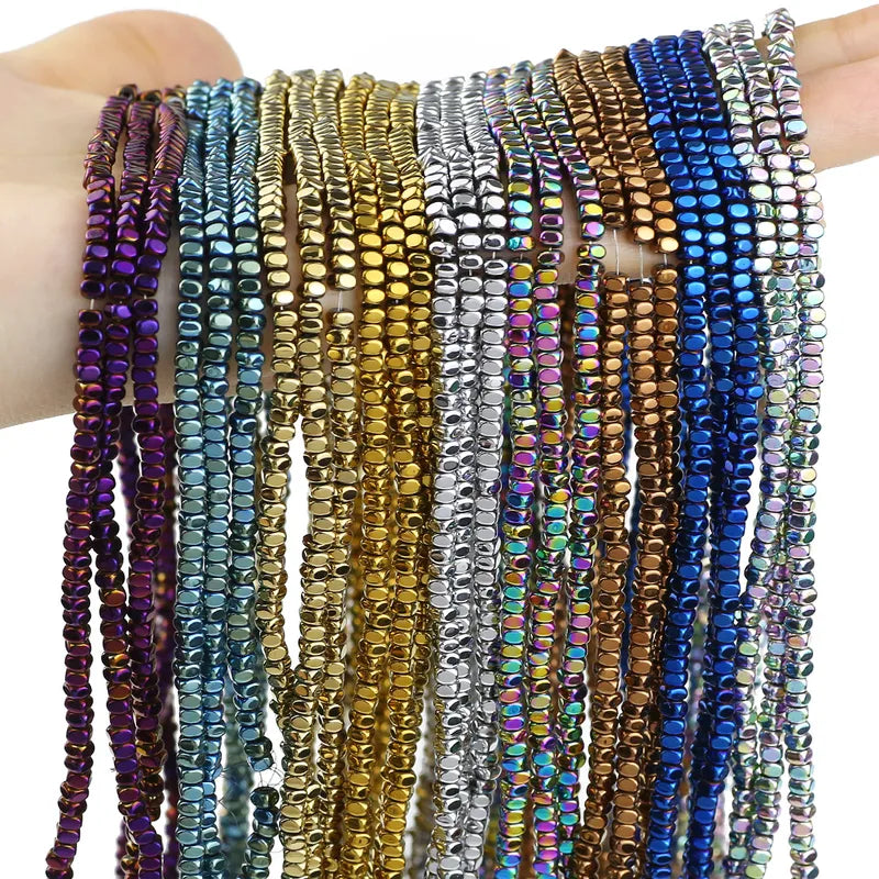 Jewelry Beads 3x2mm 200pcs Natural Hematite Square Spacer Beads for DIY Jewelry Making
