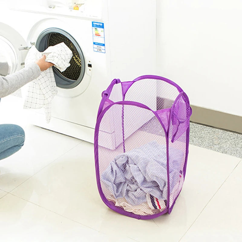 Foldable Hand-Held Laundry Basket with Handles, Space-Saving Clothes Storage Bin