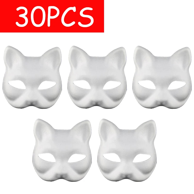 Unpainted Paper Masks Set for Halloween, Masquerade & Costume Parties