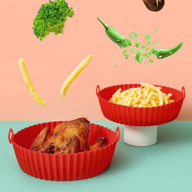 Reusable Silicone Air Fryer Liners - Non-Stick, Food Safe, Easy to Clean, Fits Most Air Fryers