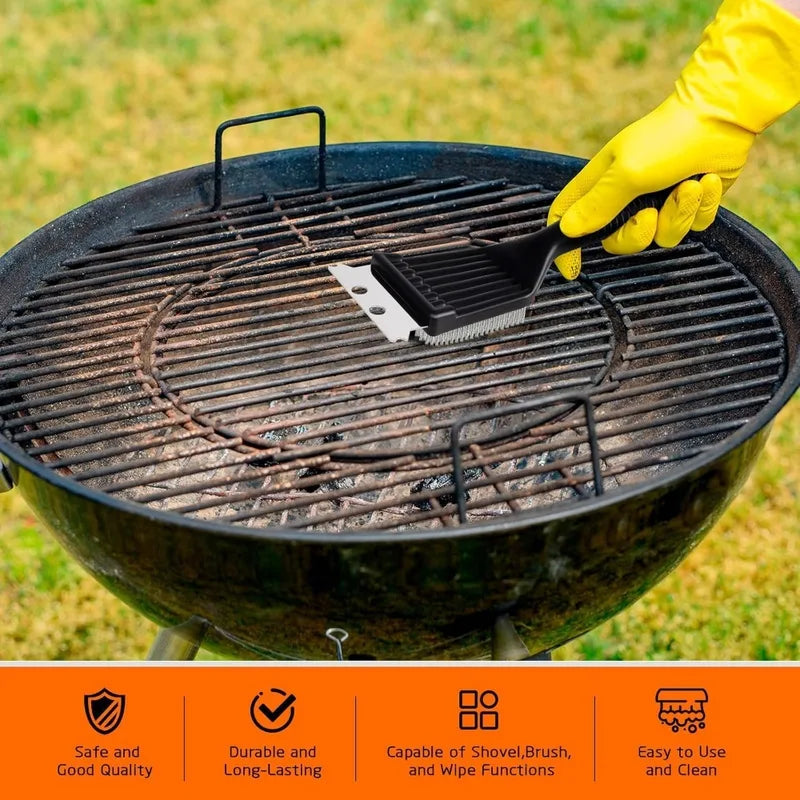 8-Inch Heavy Duty Stainless Steel Grill Brush for Outdoor Cooking Cleaning