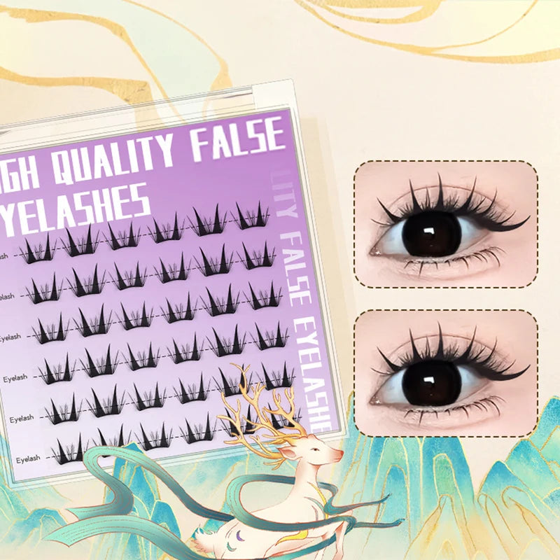 Pre-Glued False Eyelash Clusters Natural Thin Fluffy Lash Extensions for Daily Wear
