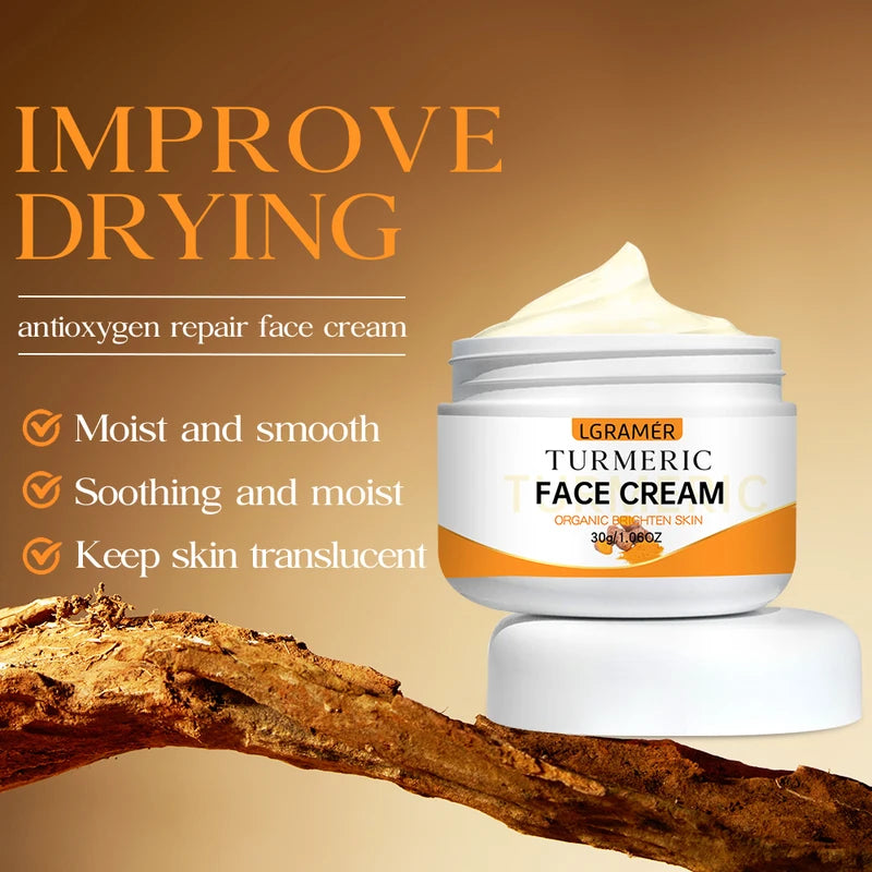 Turmeric Face Cream for Anti-Aging & Brightening - Moisturizer & Fine Line Remover
