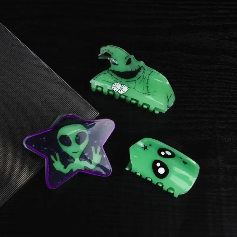 Halloween Glow-in-the-Dark Horror Hair Claw Clip Bat Clown Alien Demon Party Hair Accessory