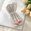 Mini Makeup Brush Set with Mirror - Portable Travel 5-Piece Cosmetic Brush Kit