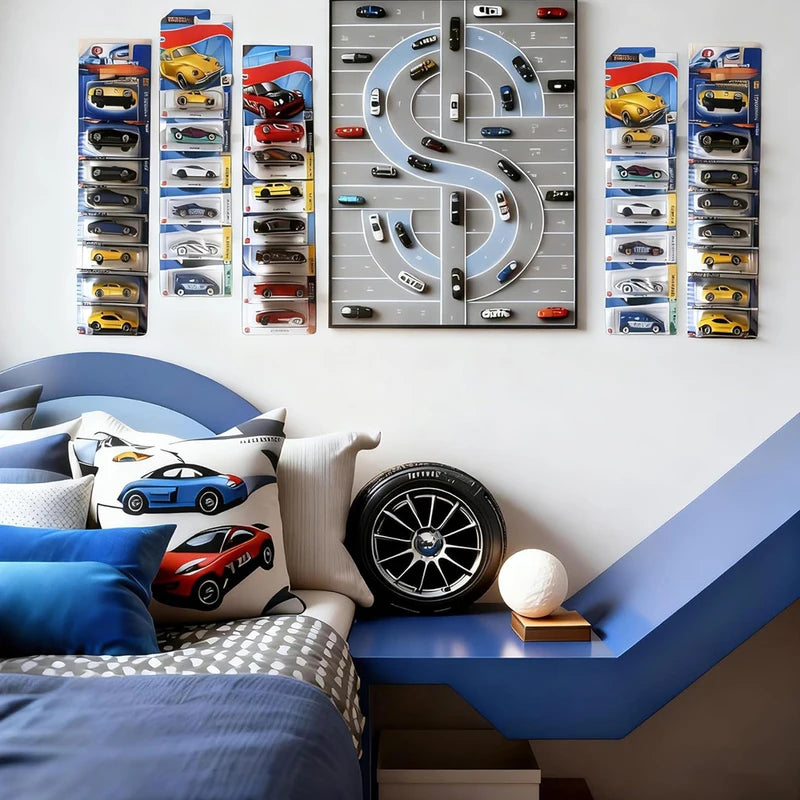Clear Wall-Mount Display Case for Model Cars - Transparent Toy Car Organizer