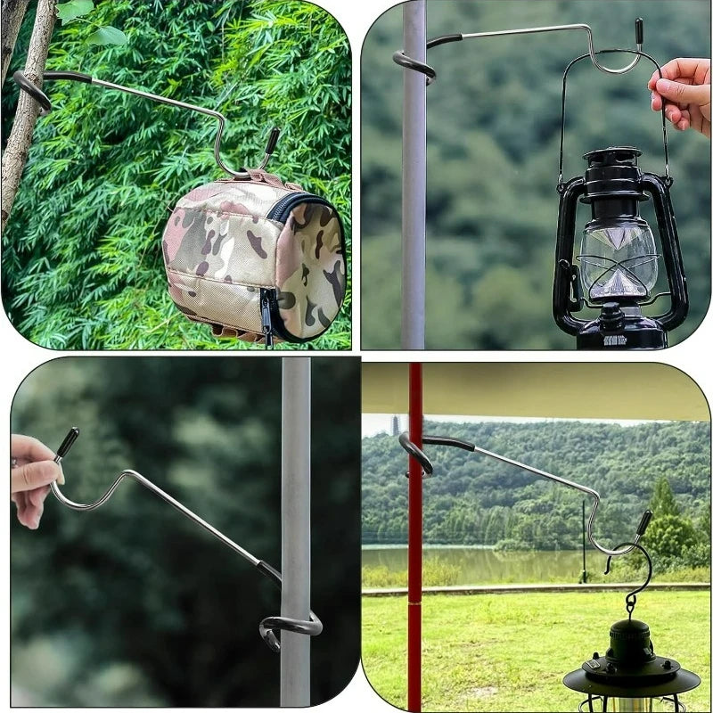 Outdoor Camping Light Hook Stainless Steel Tree Pole Hanger Non-slip Tent Lamp Accessory