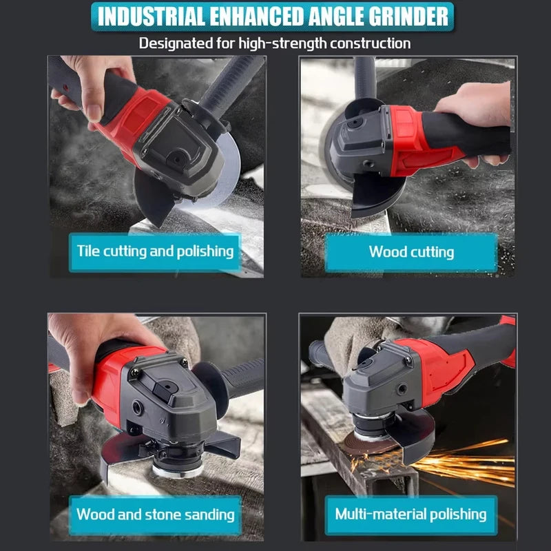 125mm Brushless Cordless Angle Grinder with 3 Gears Power Cutting Tool