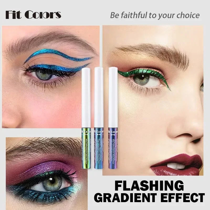 Liquid Eyeliner with Pearl Glitter & Multi-Chrome Colors - Long-Lasting Metallic Eye Makeup