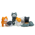 Miniature Lucky Cat Garden Decor Set - Resin Bonsai Landscape Ornaments - 6 Pcs