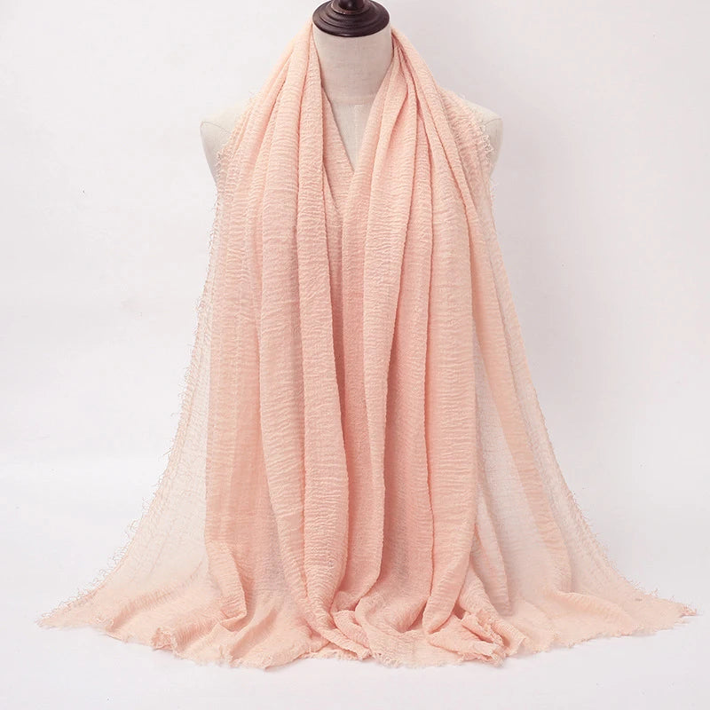 Women Cotton Linen Scarf Summer Solid Color Sun Protection Soft Shawl Wrap