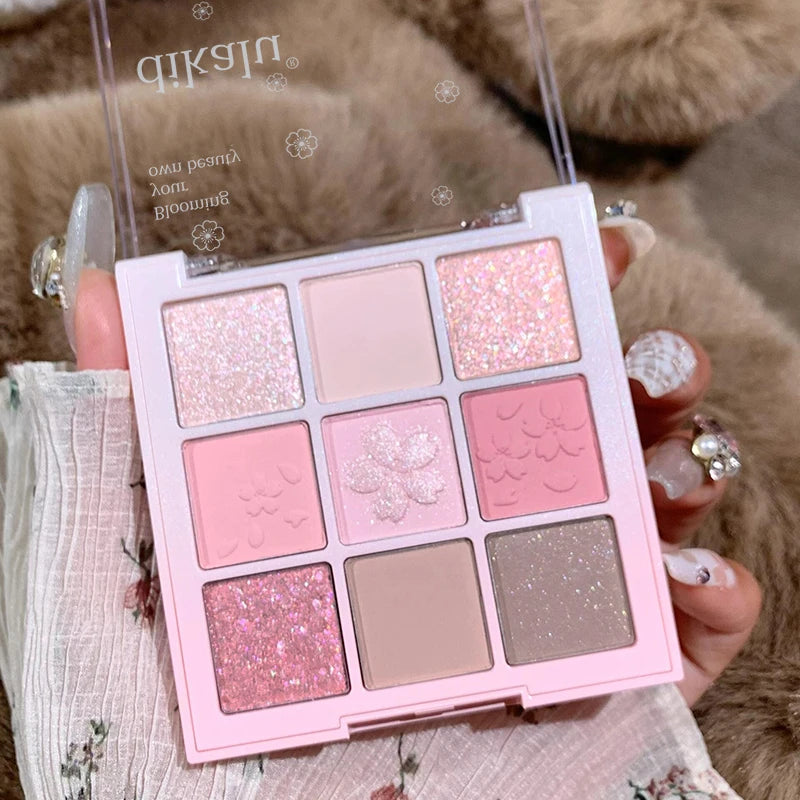Pink & Brown Eyeshadow Palette with Glitter & Matte Finishes - Long Lasting Makeup