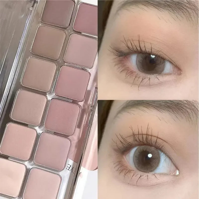 Low Saturation Matte Eyeshadow Palette - 12 Shades for Daily & Night Makeup