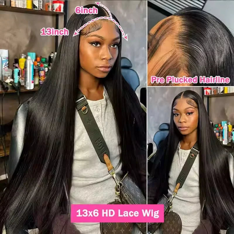 HD Lace Human Hair Wig - Straight, Glueless, 13x6 Lace Front, Multiple Lengths & Densities