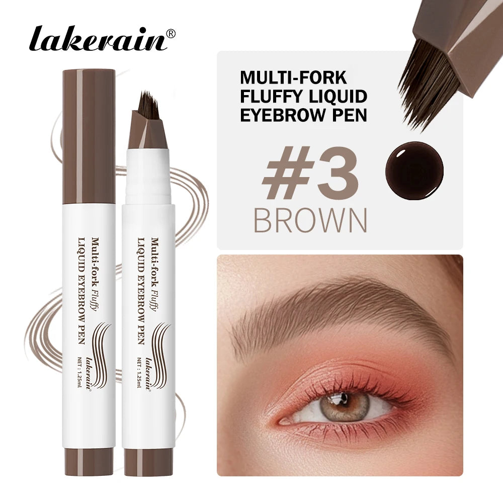 Multi-Fork Fluffy Liquid Eyebrow Pen Waterproof Long Lasting Natural Brow Makeup