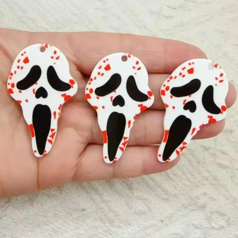 Halloween Ghost Acrylic Charm Pack for Jewelry Making & Keychains - 10 Pcs