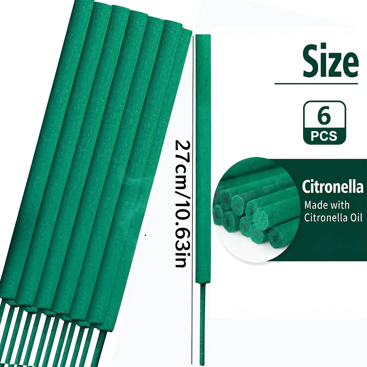Large Incense Sticks - Lemongrass Mint Rose Rosemary Herbal Scent, 27cm Outdoor Aromatherapy