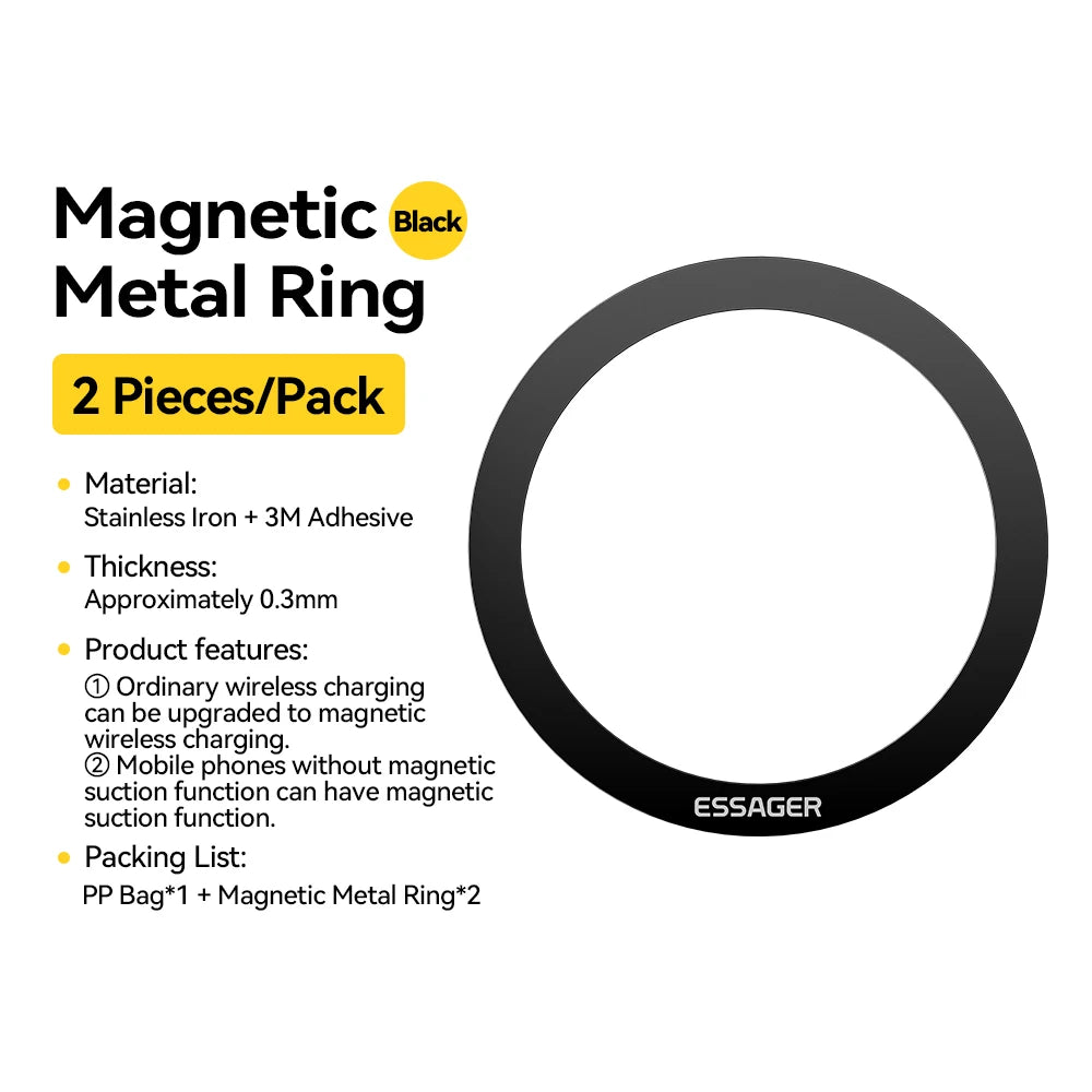 Magnetic Metal Ring for Magsafe & Wireless Charging – 2PCS Phone Plate Sticker