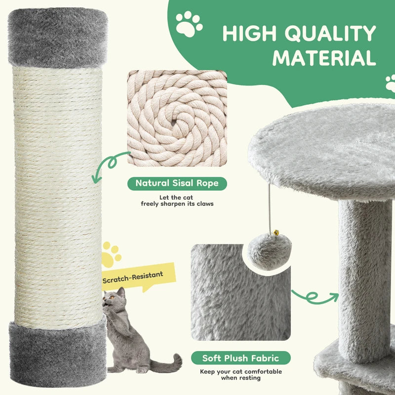 Tall Multi-Level Cat Tree Tower with Scratching Posts and Cozy Condo for Indoor Cats